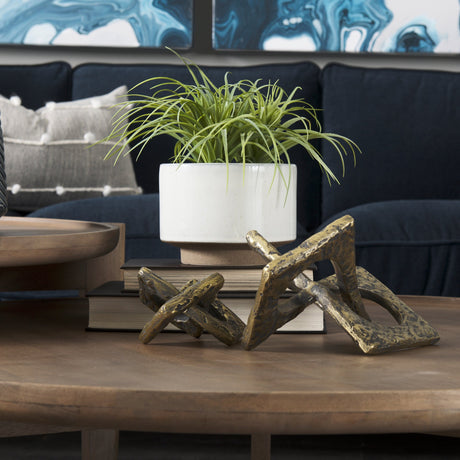 Delaunay I (Large) Gold Hammered Metal Interlinked Patterned by Mercana at Eve Furniture