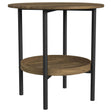 Delfin Black and Brown Round Glass Top End Table with Shelf by Coaster at Eve Furniture