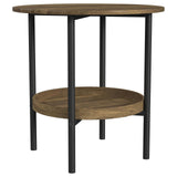 Delfin Black and Brown Round Glass Top End Table with Shelf by Coaster at Eve Furniture