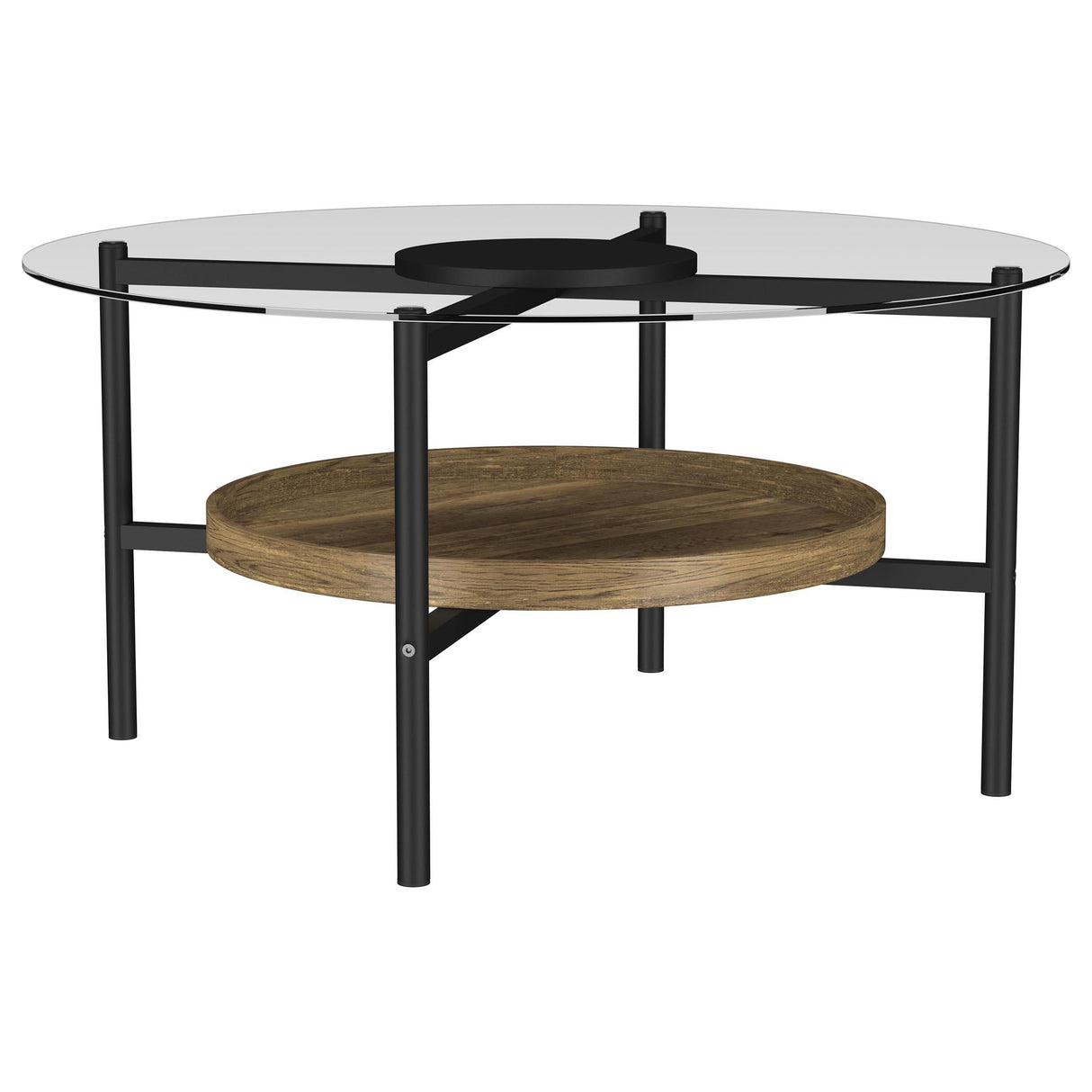 Delfin Brown 2-Piece Round Coffee and End Table Set by Coaster at Eve Furniture