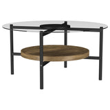 Delfin Brown 2-Piece Round Coffee and End Table Set by Coaster at Eve Furniture