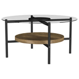 Delfin Brown 2-Piece Round Coffee and End Table Set by Coaster at Eve Furniture