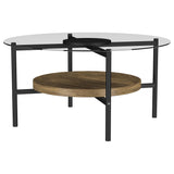 Delfin Brown 3-Piece Round Coffee and End Table Set by Coaster at Eve Furniture