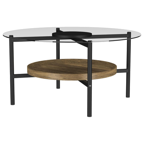 Delfin Brown 3-Piece Round Coffee and End Table Set by Coaster at Eve Furniture