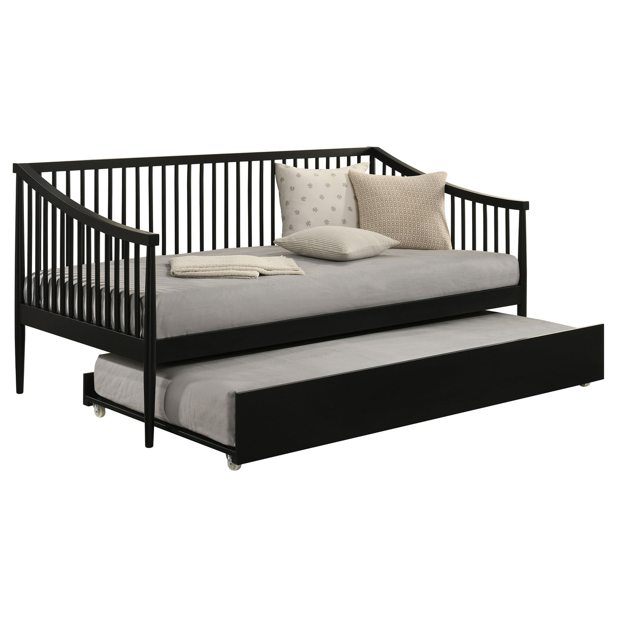 Delgado Black Windsor Twin Wood Daybed with Trundle