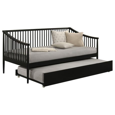 Delgado Black Windsor Twin Wood Daybed with Trundle by Coaster at Eve Furniture