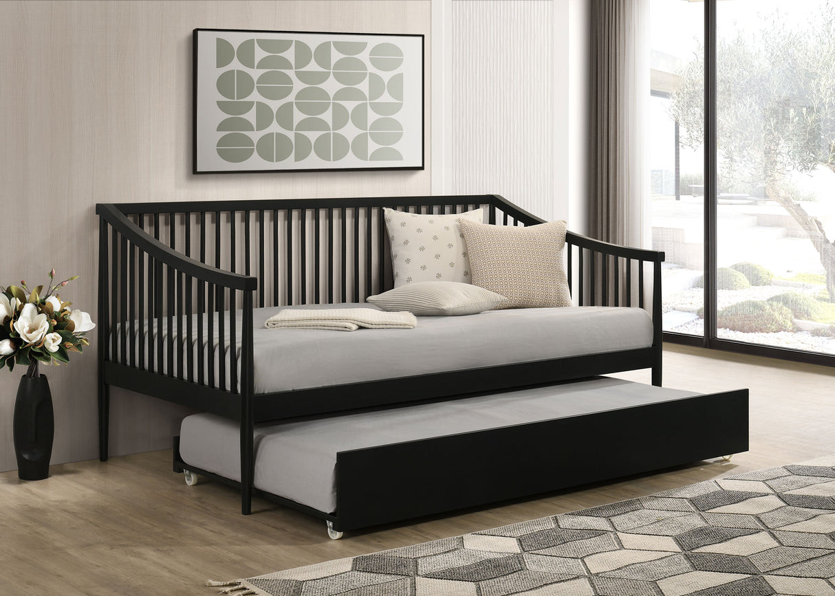 Delgado Black Windsor Twin Wood Daybed with Trundle