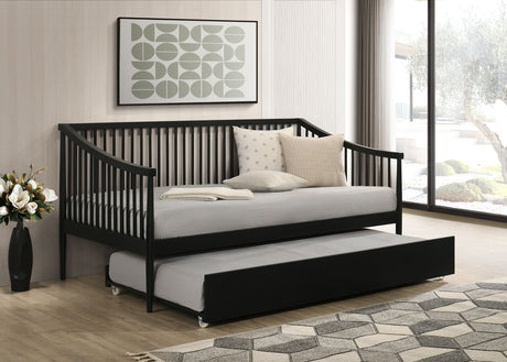 Delgado Black Windsor Twin Wood Daybed with Trundle by Coaster at Eve Furniture