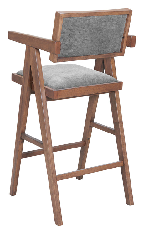 Delhi Gray & Walnut Barstool (Set of 2) by Zuomod at Eve Furniture
