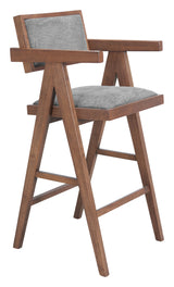 Delhi Gray & Walnut Barstool (Set of 2) by Zuomod at Eve Furniture