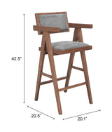 Delhi Gray & Walnut Barstool (Set of 2) by Zuomod at Eve Furniture