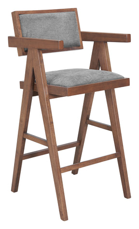 Delhi Gray & Walnut Barstool (Set of 2) by Zuomod at Eve Furniture