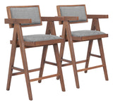Delhi Gray & Walnut Counter Stool (Set of 2) by Zuomod at Eve Furniture