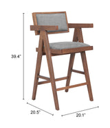 Delhi Gray & Walnut Counter Stool (Set of 2) by Zuomod at Eve Furniture