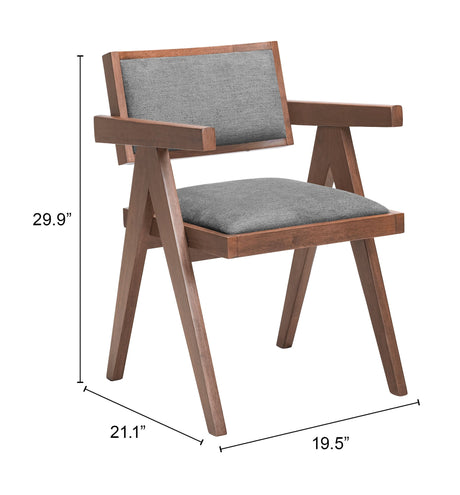 Delhi Gray & Walnut Dining Chair (Set of 2) by Zuomod at Eve Furniture