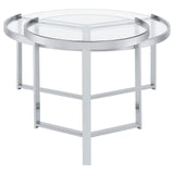 Delia 2-Piece Round Glass Top Nesting Coffee Table Clear and Chrome