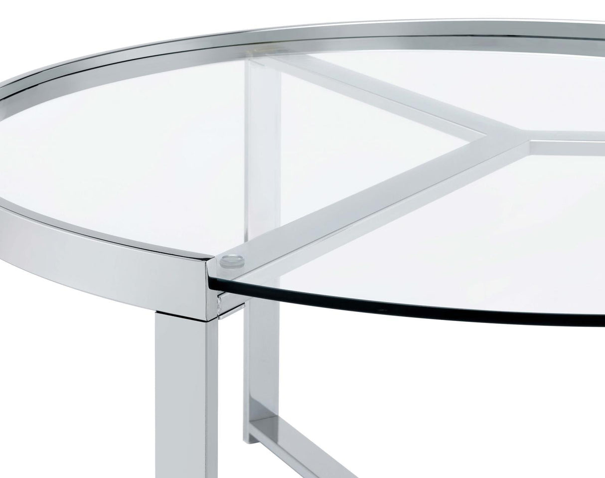 Delia 2-Piece Round Glass Top Nesting Coffee Table Clear and Chrome by Coaster at Eve Furniture