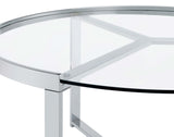 Delia 2-Piece Round Glass Top Nesting Coffee Table Clear and Chrome by Coaster at Eve Furniture
