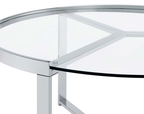 Delia 2-Piece Round Glass Top Nesting Coffee Table Clear and Chrome by Coaster at Eve Furniture