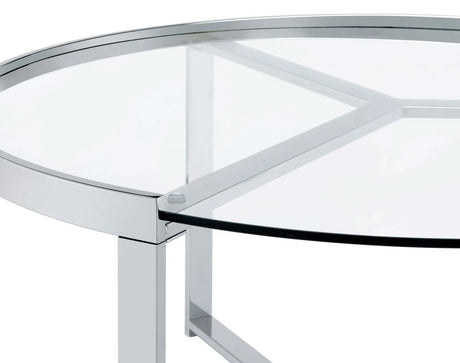 Delia 2-Piece Round Glass Top Nesting Coffee Table Clear and Chrome by Coaster at Eve Furniture