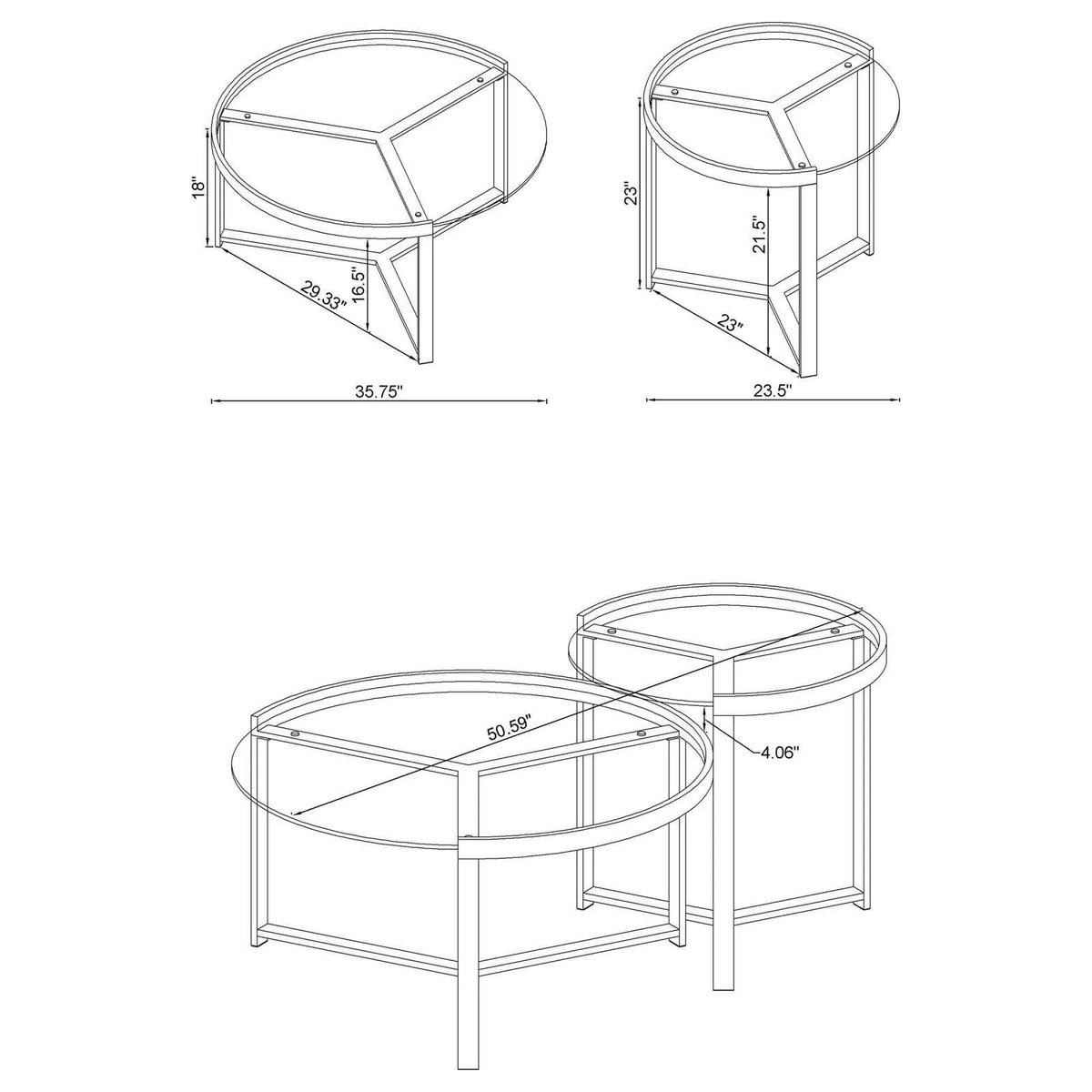 Delia 2-Piece Round Glass Top Nesting Coffee Table Clear and Chrome by Coaster at Eve Furniture