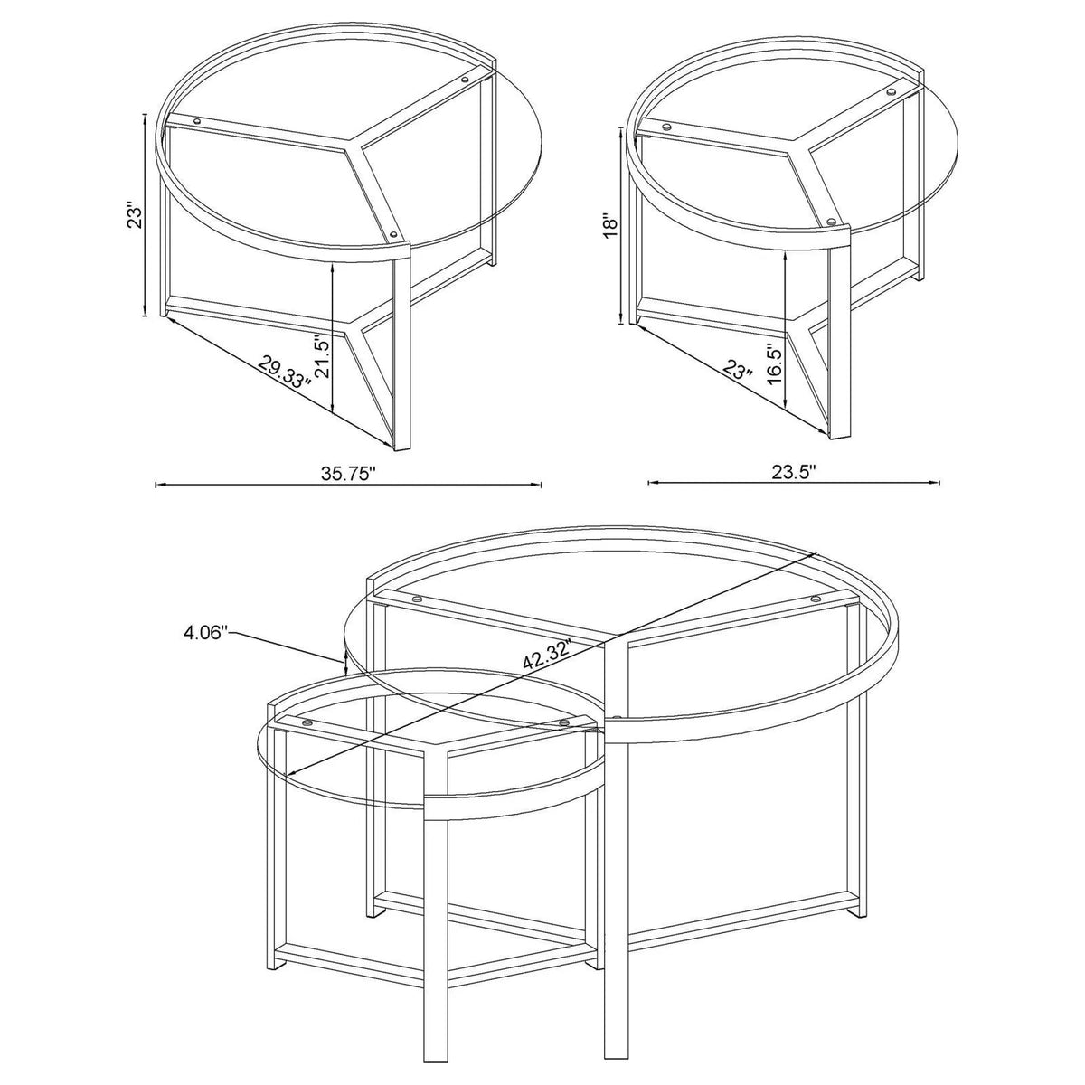 Delia 2-Piece Round Glass Top Nesting Coffee Table Clear and Chrome by Coaster at Eve Furniture
