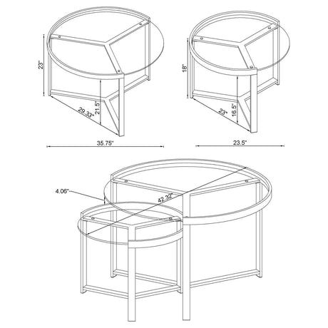 Delia 2-Piece Round Glass Top Nesting Coffee Table Clear and Chrome by Coaster at Eve Furniture
