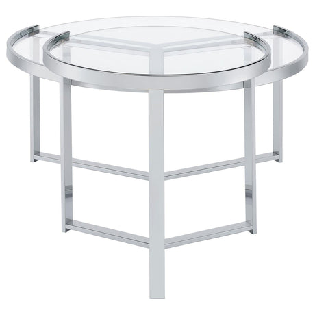 Delia 2-Piece Round Glass Top Nesting Coffee Table Clear and Chrome by Coaster at Eve Furniture