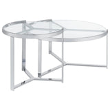 Delia 2-Piece Round Glass Top Nesting Coffee Table Clear and Chrome by Coaster at Eve Furniture