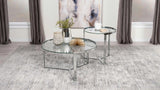 Delia 2-Piece Round Glass Top Nesting Coffee Table Clear and Chrome by Coaster at Eve Furniture