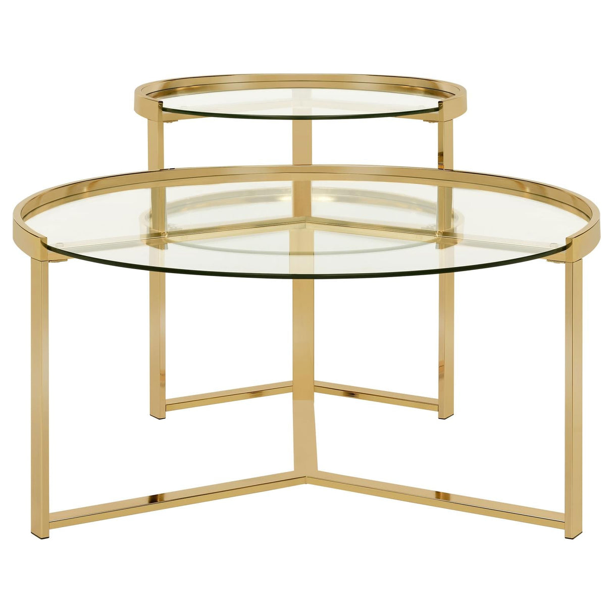 Delia 2-Piece Round Nesting Table Clear/Gold