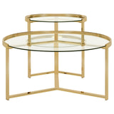 Delia 2-Piece Round Nesting Table Clear/Gold