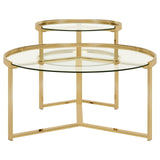 Delia Clear and Gold 2-Piece Round Nesting Table by Coaster at Eve Furniture