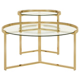 Delia Clear and Gold 2-Piece Round Nesting Table by Coaster at Eve Furniture