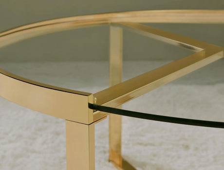 Delia Clear and Gold 2-Piece Round Nesting Table by Coaster at Eve Furniture