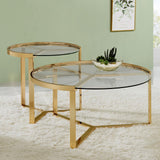 Delia Clear and Gold 2-Piece Round Nesting Table by Coaster at Eve Furniture