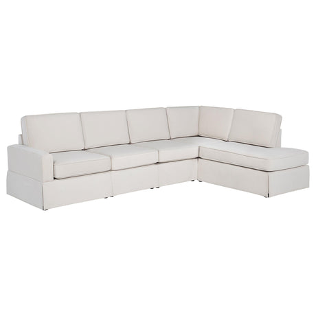 Delmar Latte Velvet Upholstered Sectional Sofa Skirted Base by Coaster at Eve Furniture