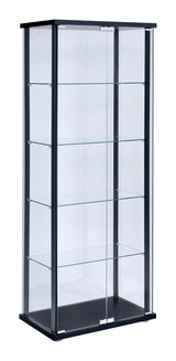 Delphinium Black/Clear 5-Shelf Glass Curio Cabinet