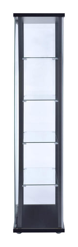 Delphinium Black/Clear 5-Shelf Glass Curio Cabinet