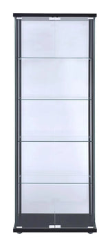 Delphinium Black/Clear 5-Shelf Glass Curio Cabinet by Coaster at Eve Furniture