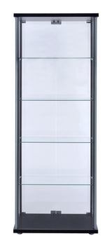 Delphinium Black/Clear 5-Shelf Glass Curio Cabinet by Coaster at Eve Furniture