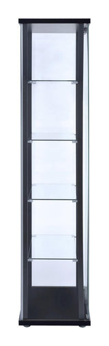 Delphinium Black/Clear 5-Shelf Glass Curio Cabinet by Coaster at Eve Furniture