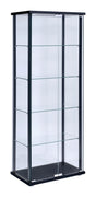 Delphinium Black/Clear 5-Shelf Glass Curio Cabinet by Coaster at Eve Furniture