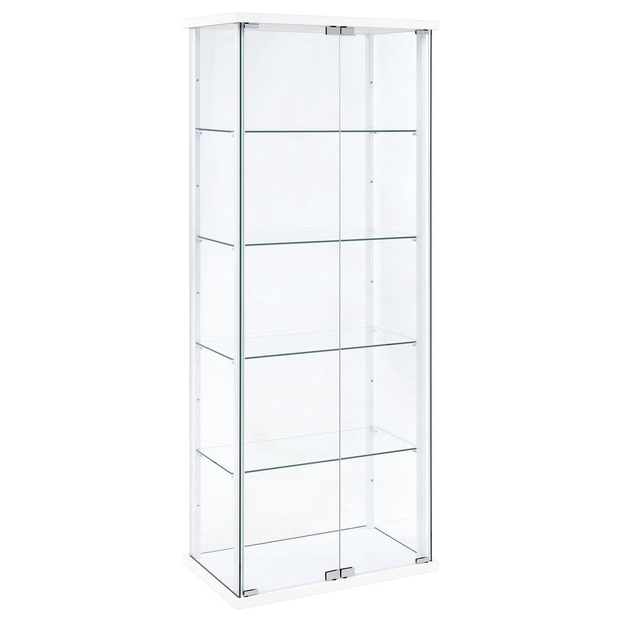 Delphinium White 4-Shelf Clear Glass Curio Display Cabinet by Coaster at Eve Furniture