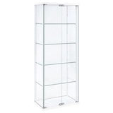 Delphinium White 4-Shelf Clear Glass Curio Display Cabinet by Coaster at Eve Furniture