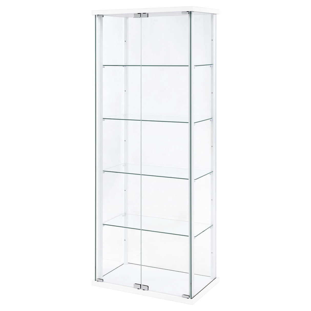 Delphinium White 4-Shelf Clear Glass Curio Display Cabinet by Coaster at Eve Furniture