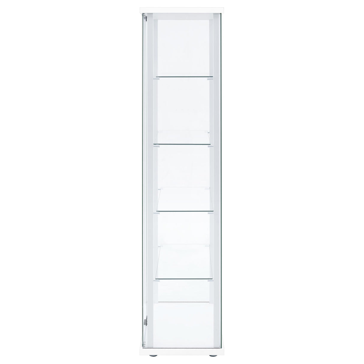 Delphinium White 4-Shelf Clear Glass Curio Display Cabinet by Coaster at Eve Furniture