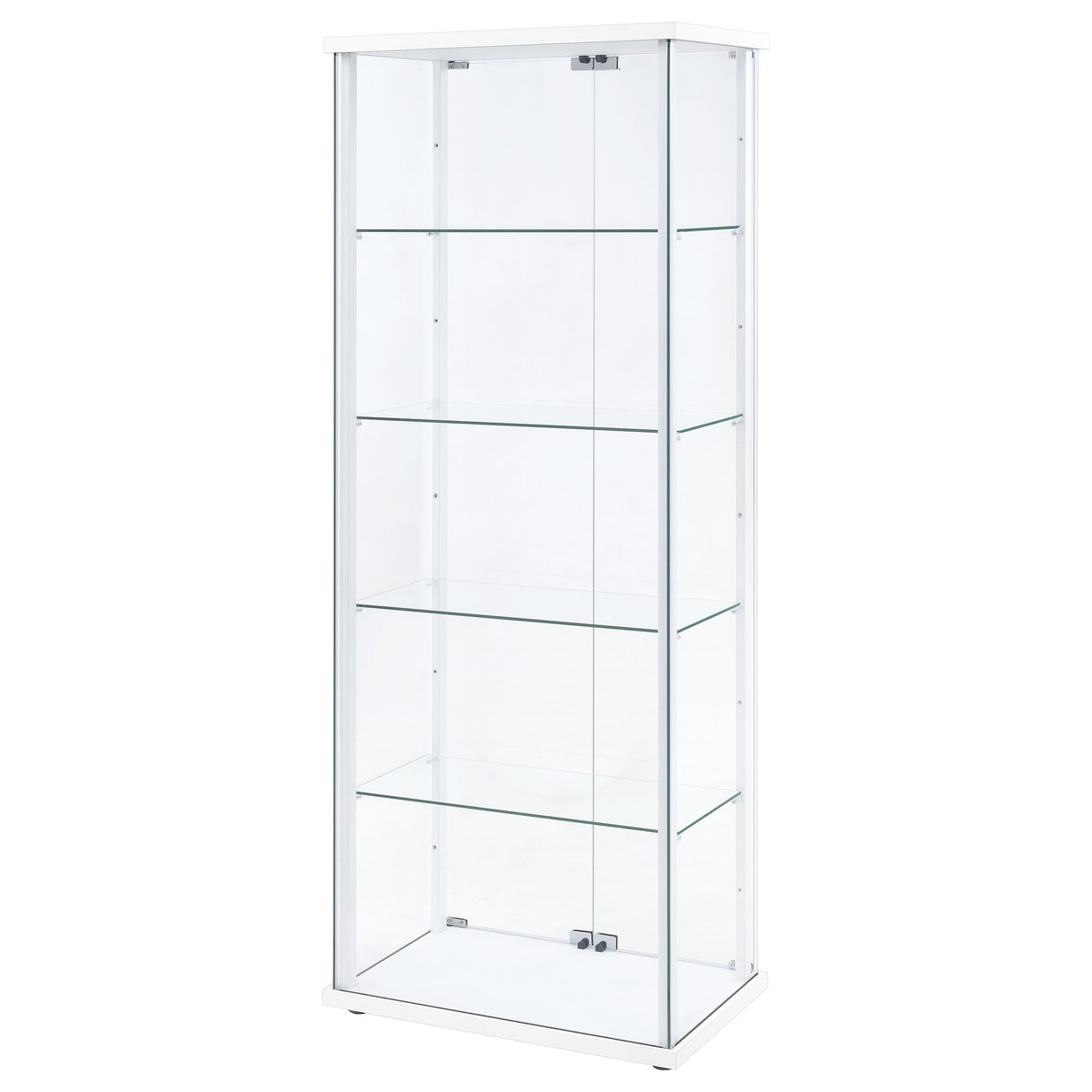 Delphinium White 4-Shelf Clear Glass Curio Display Cabinet by Coaster at Eve Furniture