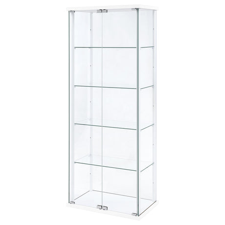 Delphinium White 4-Shelf Clear Glass Curio Display Cabinet by Coaster at Eve Furniture