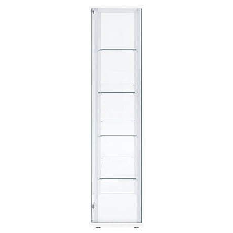 Delphinium White 4-Shelf Clear Glass Curio Display Cabinet by Coaster at Eve Furniture